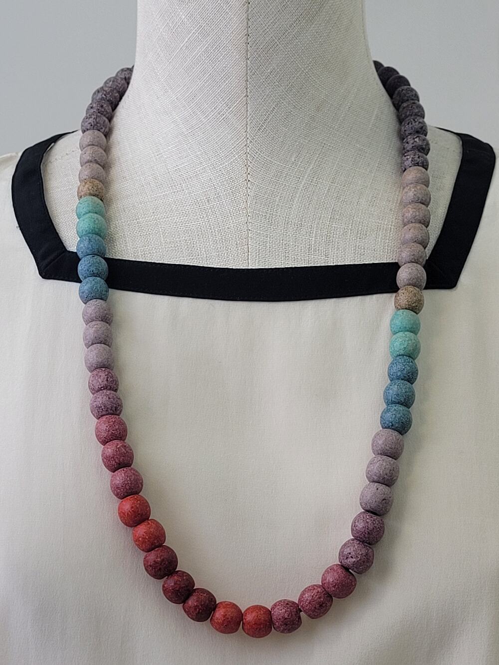 Athens Protasis Handmade Necklace w Ceramic or Clay Beads Ombre Design